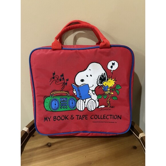 Vintage Peanuts Book And Tape Carry Case With Tag Clean Zipper - Picture 1 of 4